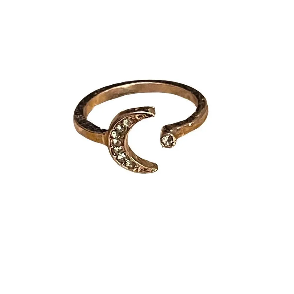 NWOT rose gold crescent and star rhinestone US size 6 ring